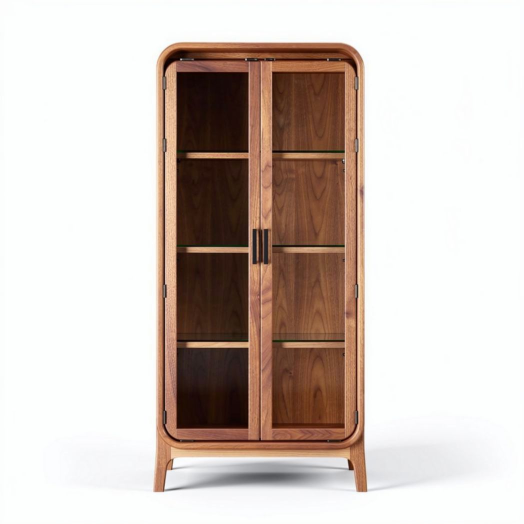 Vitrine en bois de noyer de 80 x 40 x 180cm pour rangement décoratif