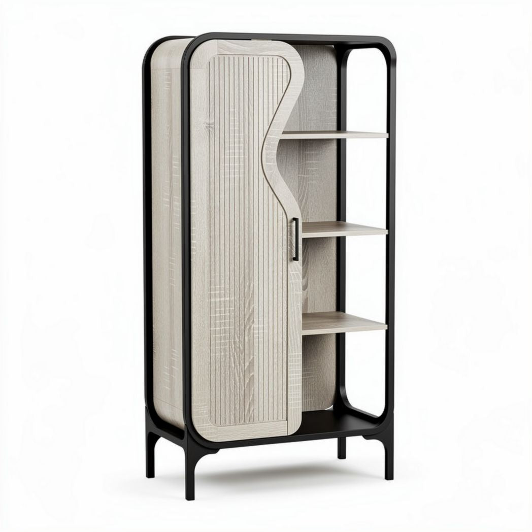 Armoire en bois de chêne clair avec étagères de 80 x 40 x 180cm