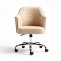 Chaise de bureau rotative en simili cuir beige avec pivotement à 360 degrés 60 x 60 x 80cm