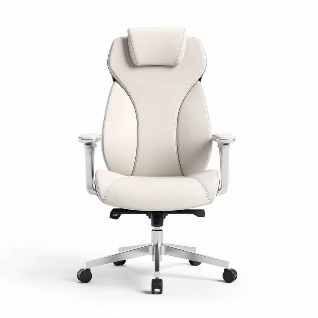 Chaise de bureau ergonomique en simili cuir blanc dimensions 60 x 60 x 120 cm