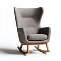 Fauteuil à bascule en tissu gris avec structure en bois 80 x 70 x 100cm