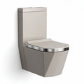 Wc suspendu en céramique beige dimensions 40 x 30 x 70cm avec abattant en acier inoxydable