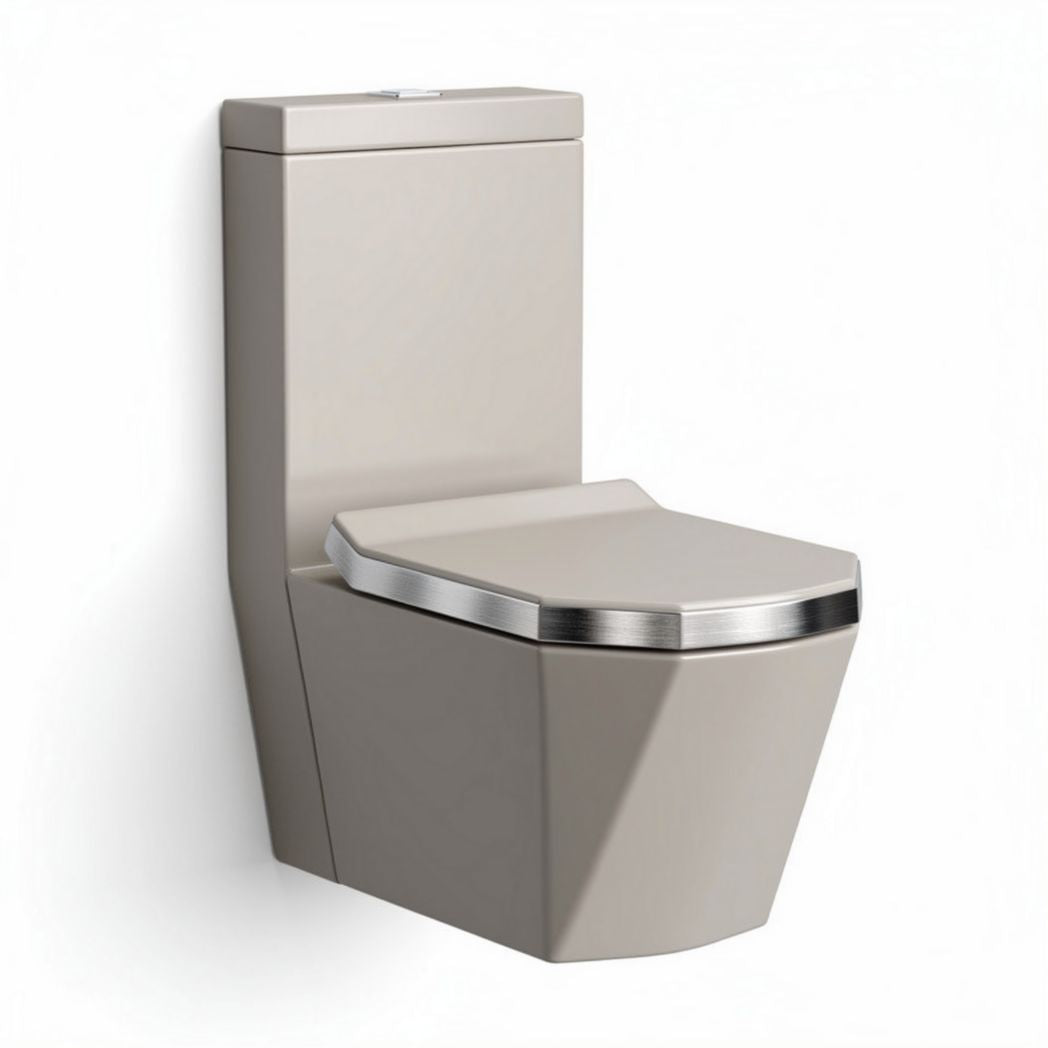 Wc suspendu en céramique beige dimensions 40 x 30 x 70cm avec abattant en acier inoxydable