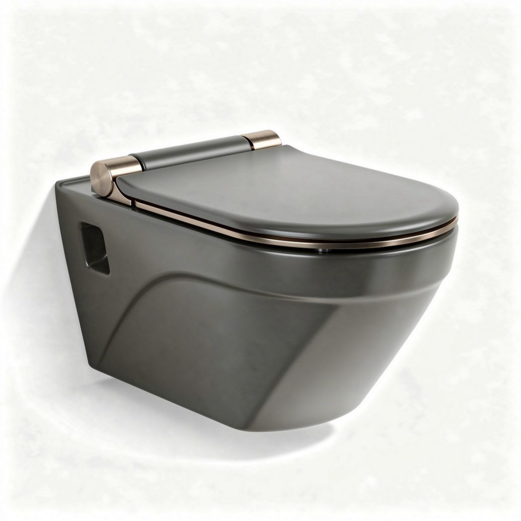 Toilette suspendue en céramique grise dimensions 70 x 40 x 40cm pour salle de bain moderne