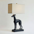Lampe en métal doré avec base en forme de chien et abat-jour blanc 40 x 20 x 60cm