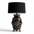 Lampe de table en céramique noire avec abat-jour en tissu noir 30 x 30 x 60cm